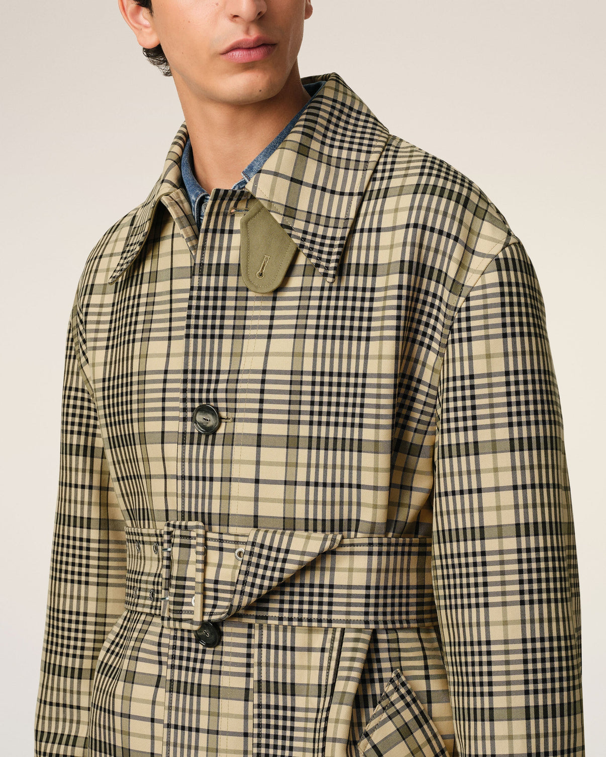 Beige Bounded Belted Mac