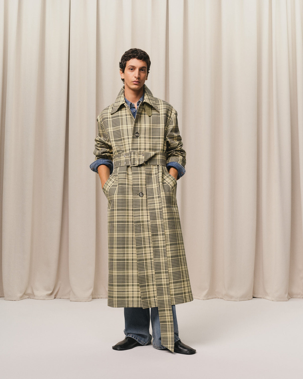 Beige Bounded Belted Mac