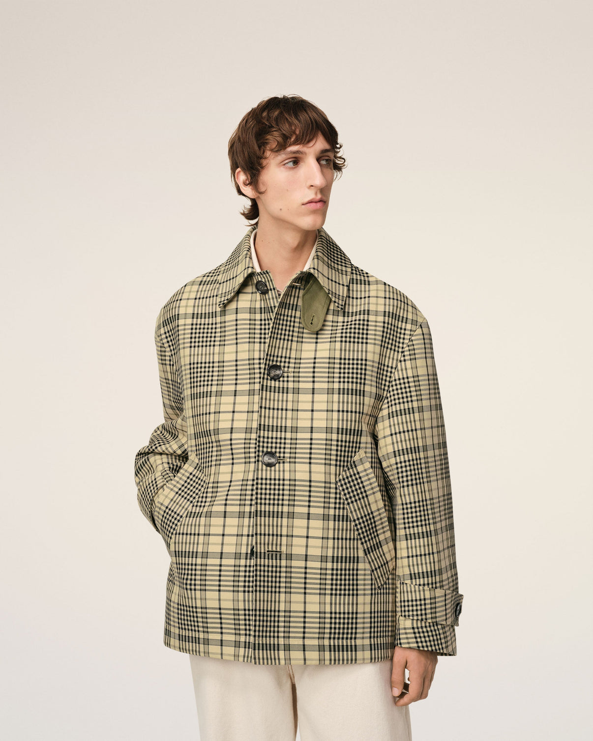 Beige Bounded Buttoned Jacket