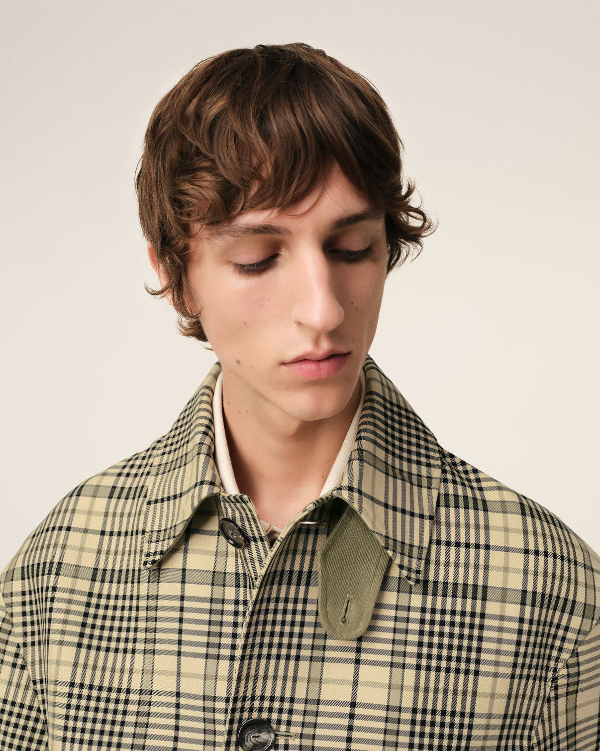 Beige Bounded Buttoned Jacket