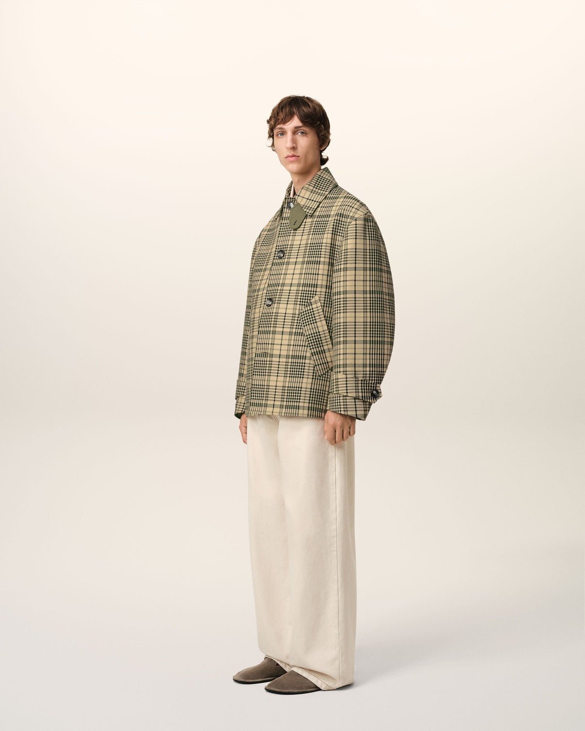 Beige Bounded Buttoned Jacket