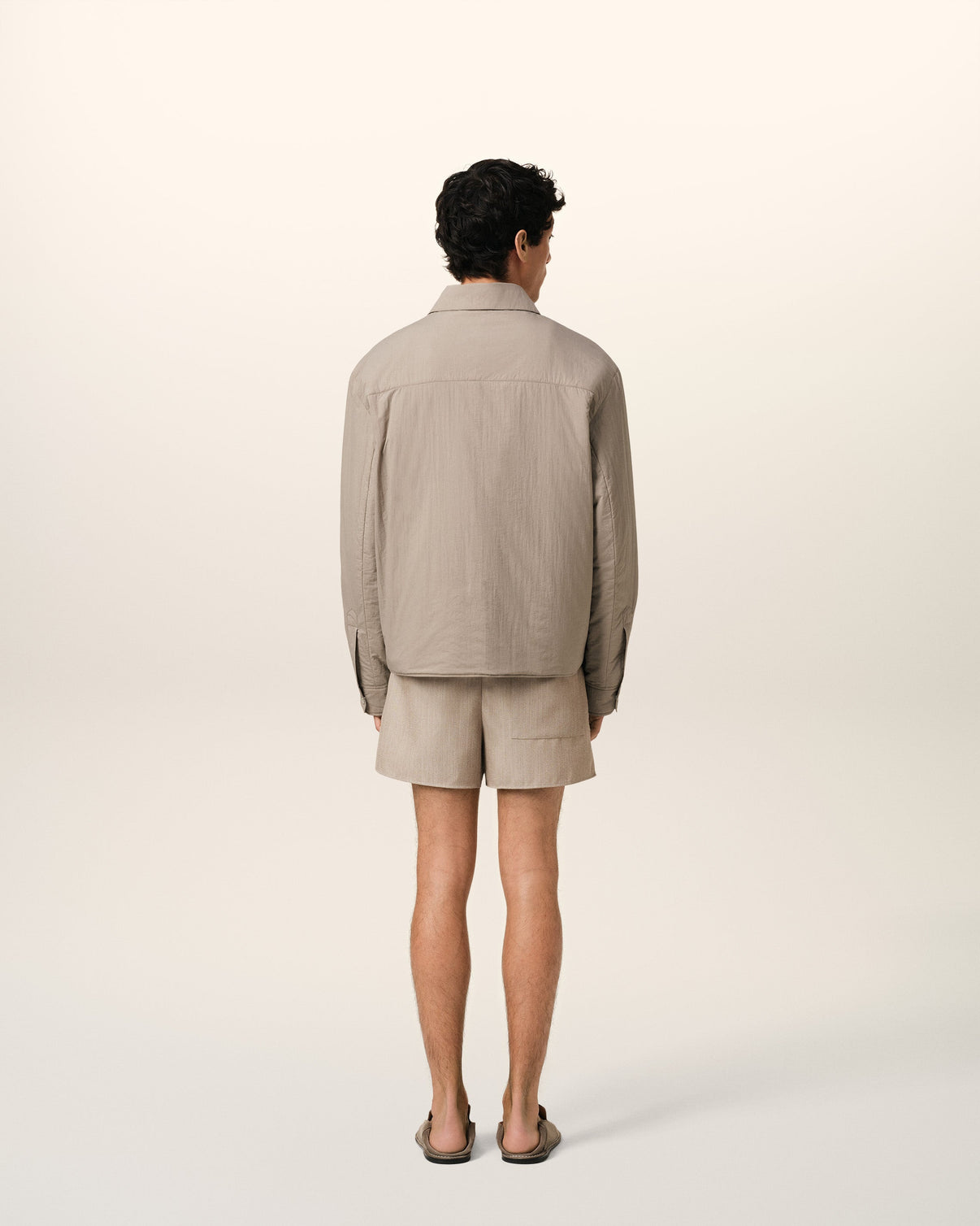 Beige Canvas Padded Overshirt