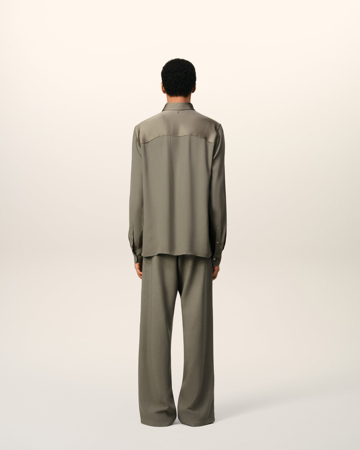Beige Contrasted Top Long Sleeve Shirt