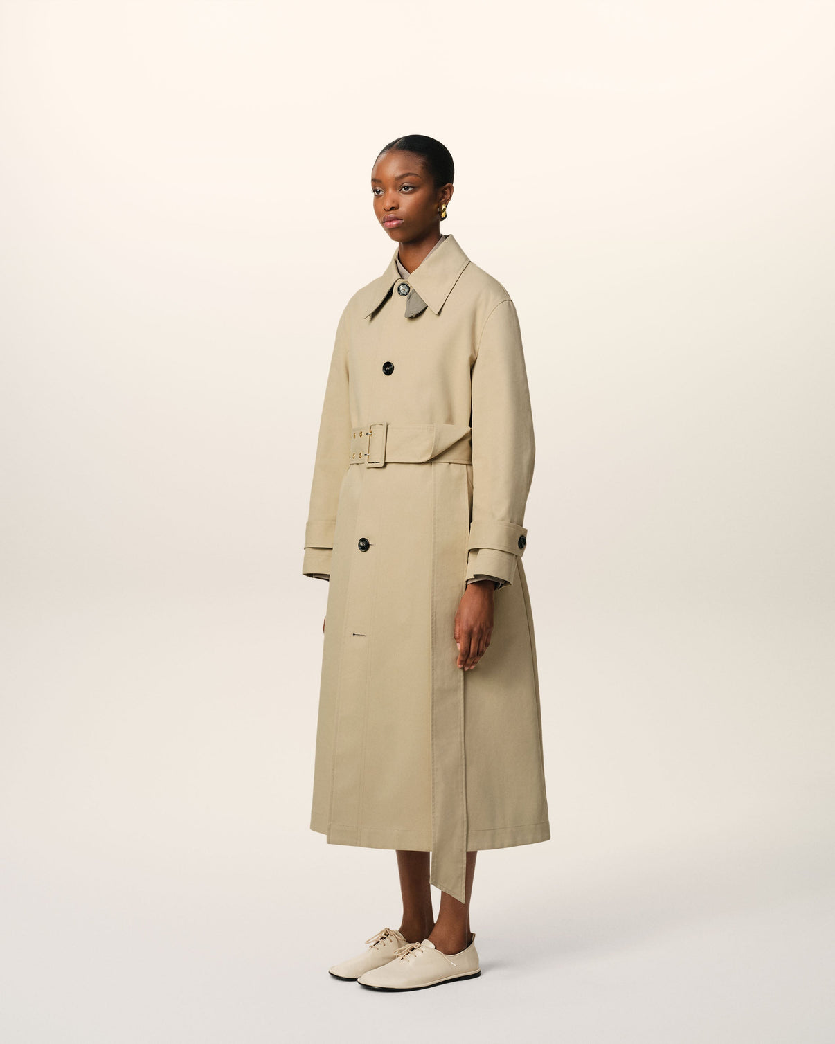 Beige Cotton Belted Mac