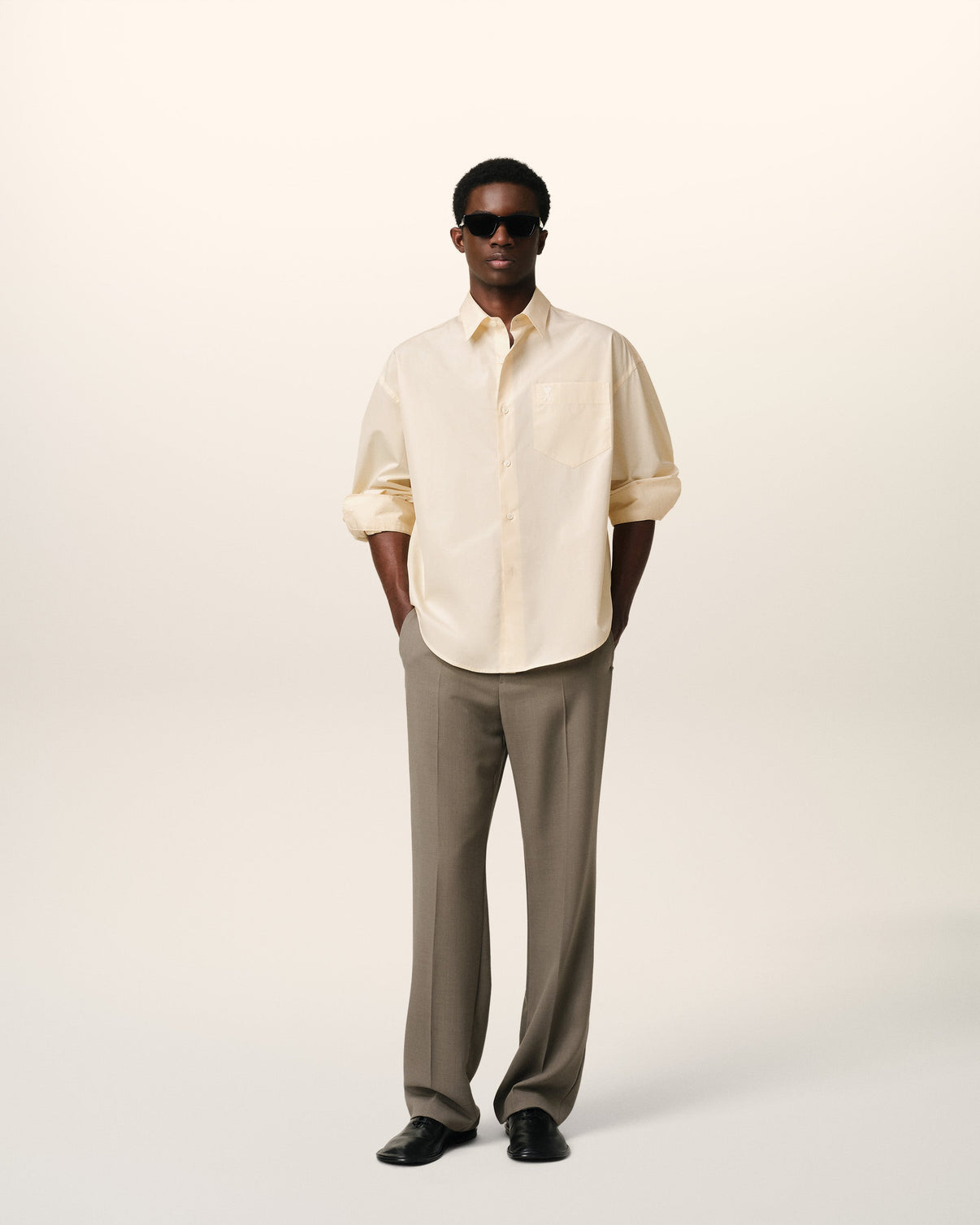 Beige Cotton Boxy Shirt