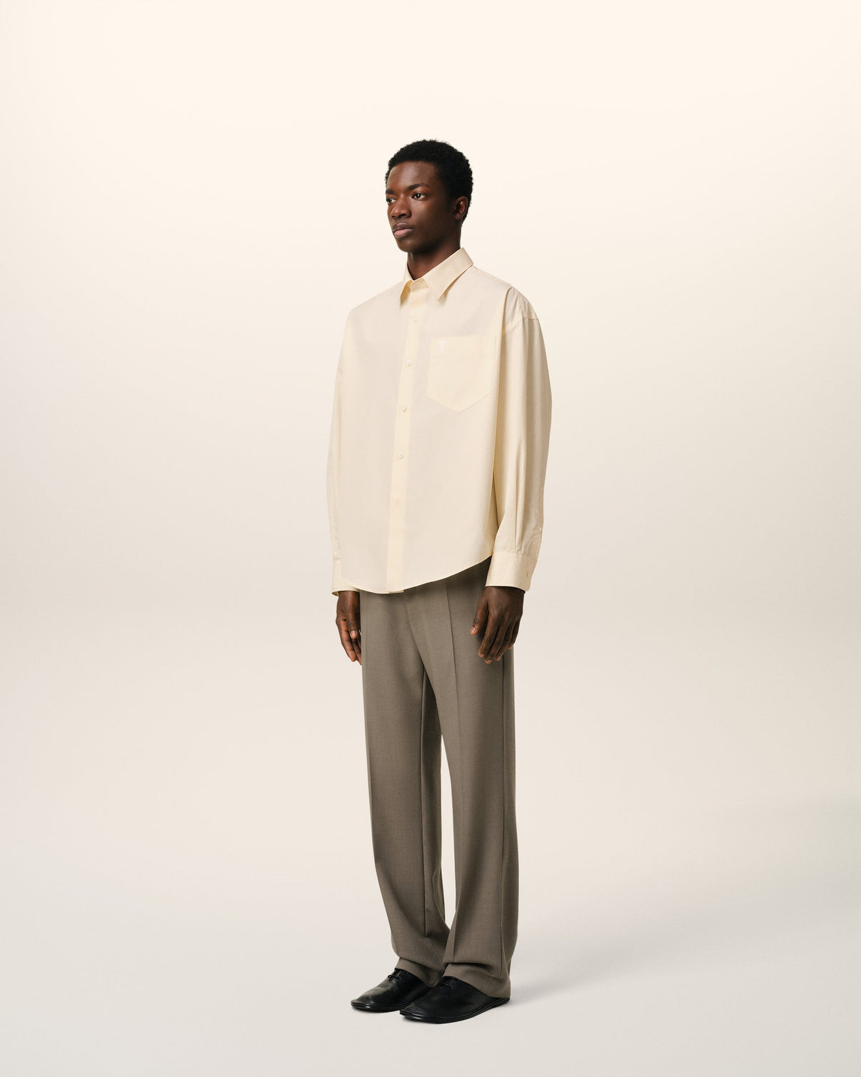 Beige Cotton Boxy Shirt