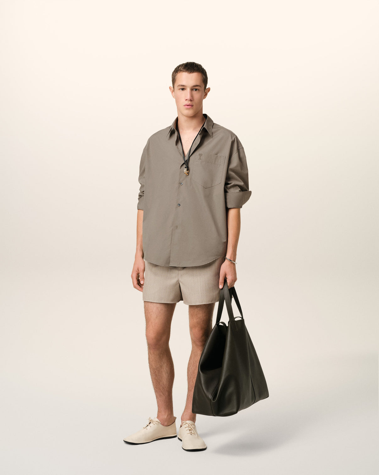 Beige Cotton Boxy Shirt