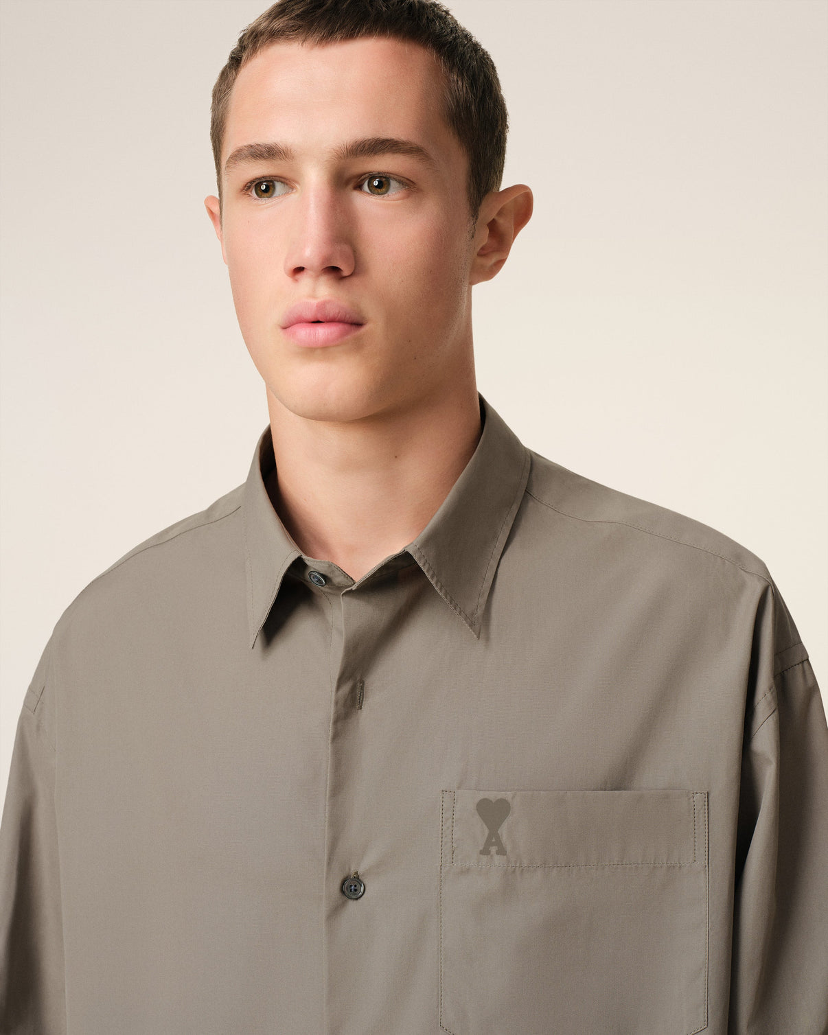 Beige Cotton Boxy Shirt