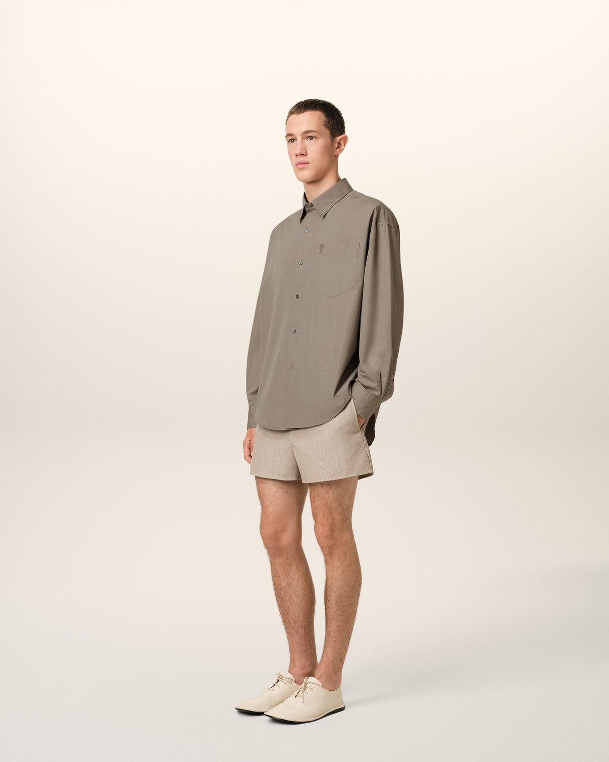 Beige Cotton Boxy Shirt