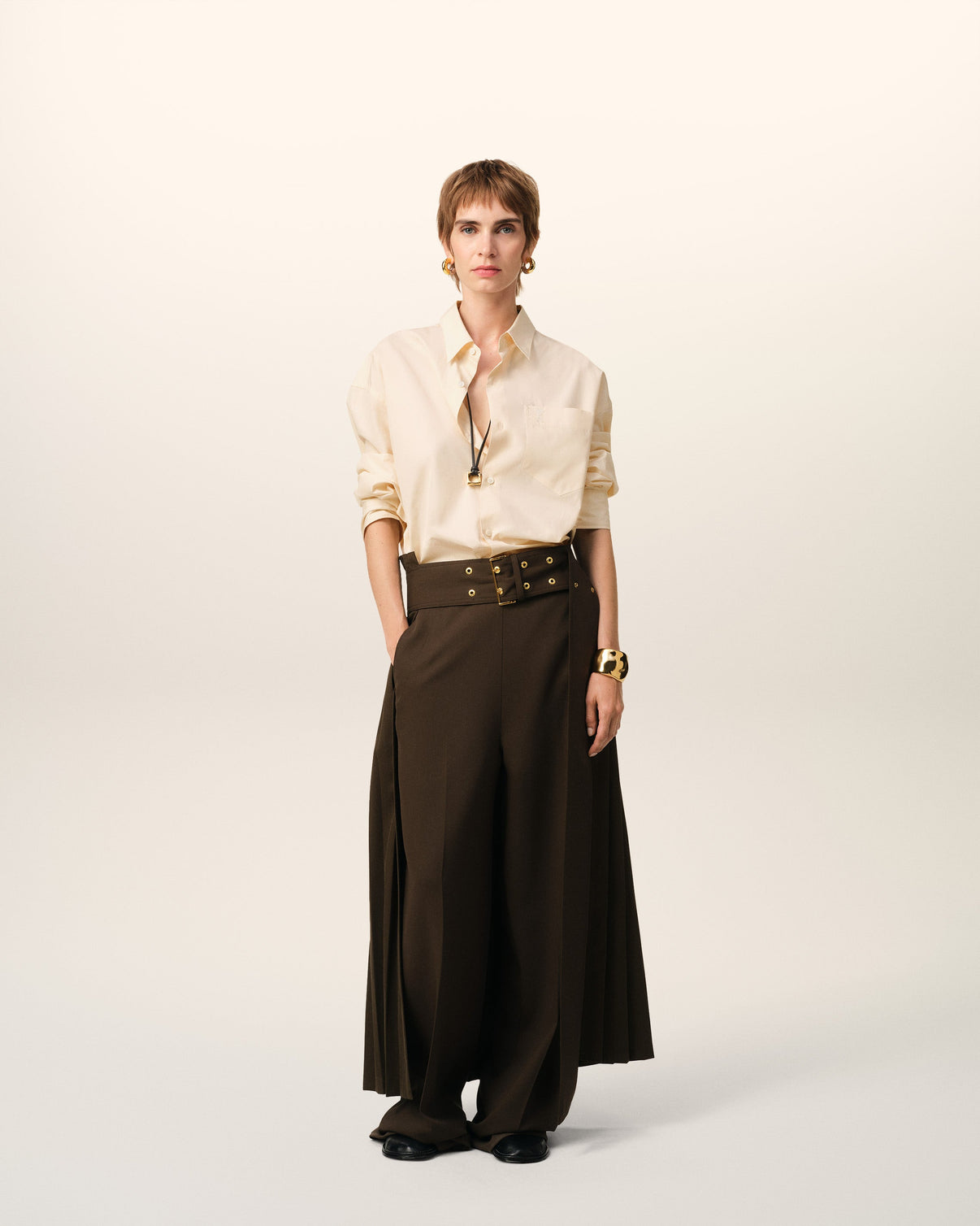 Beige Cotton Boxy Shirt