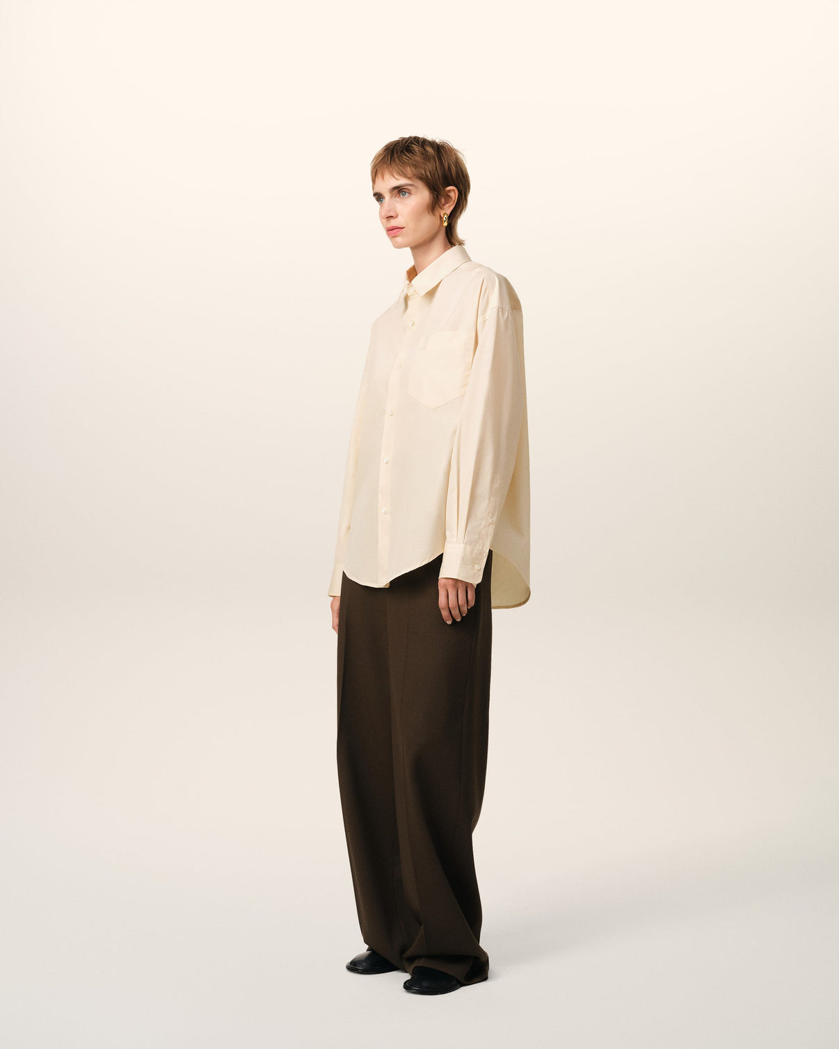Beige Cotton Boxy Shirt