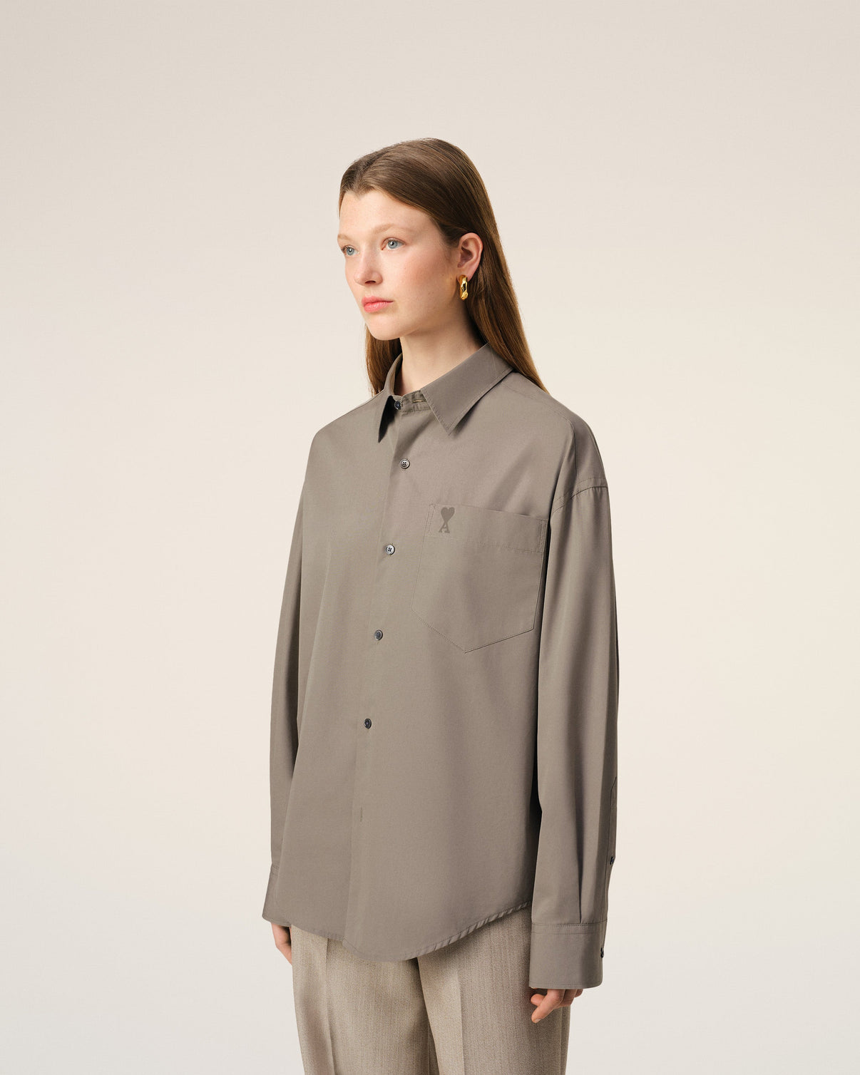 Beige Cotton Boxy Shirt