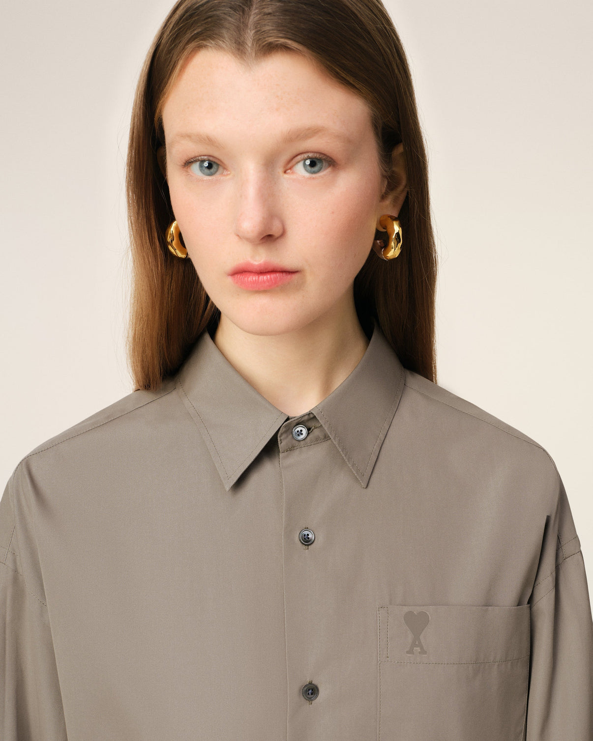 Beige Cotton Boxy Shirt