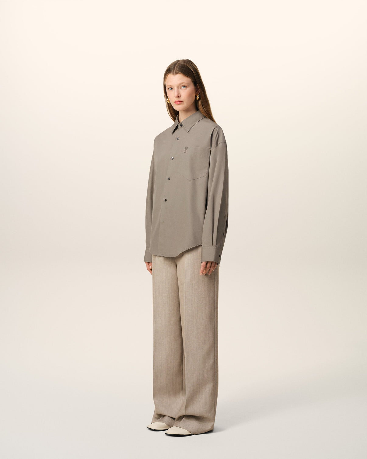 Beige Cotton Boxy Shirt