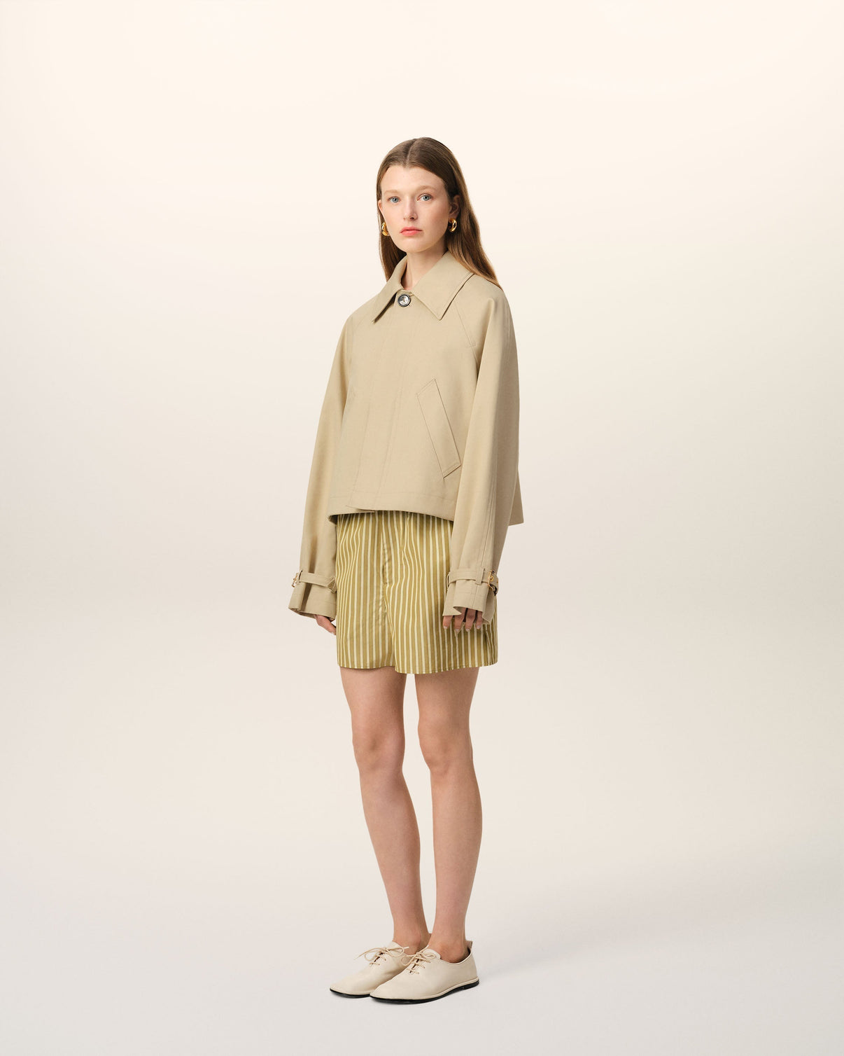 Beige Cotton Buttoned Jacket
