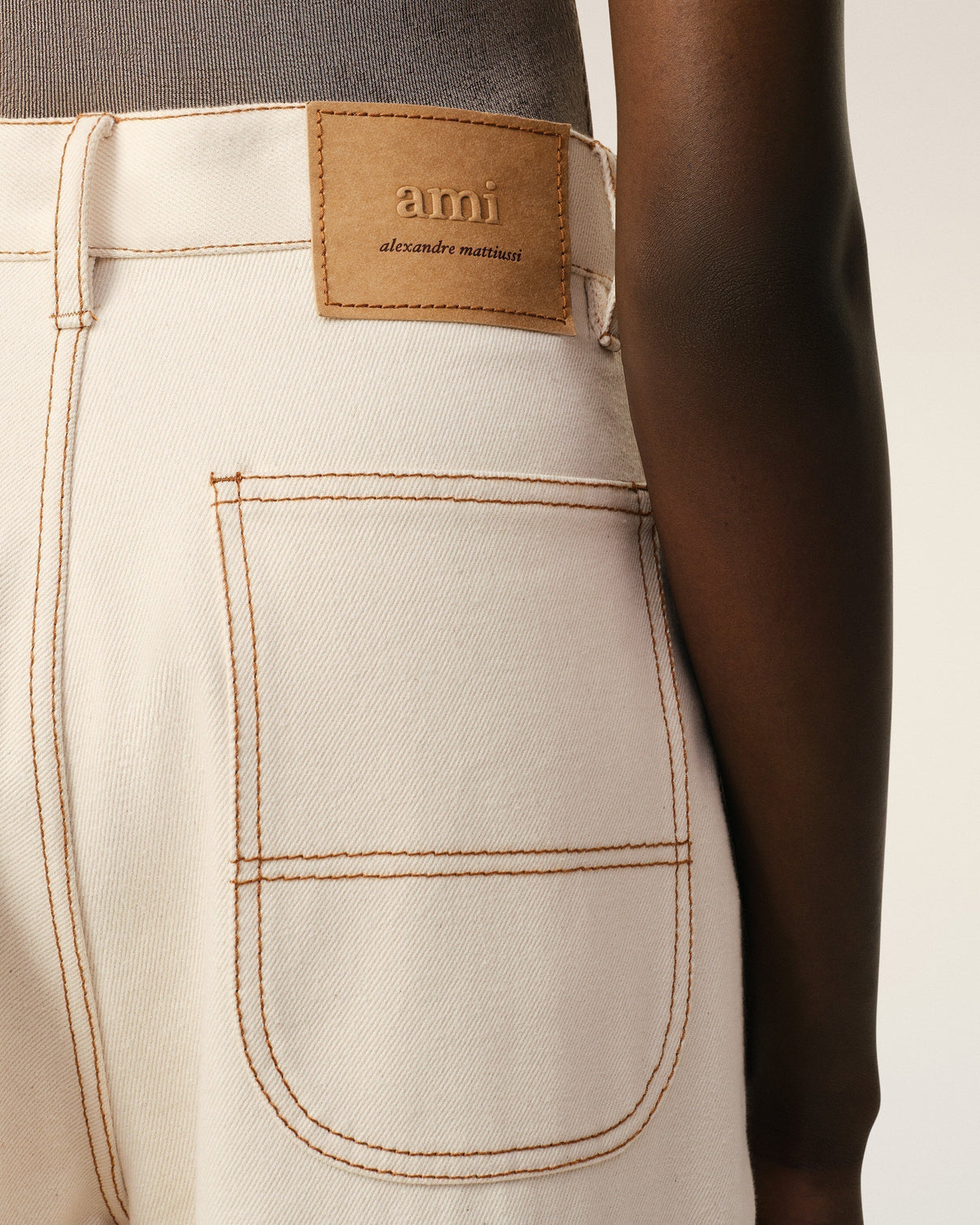 Beige Cotton Cargo Wide Fit Jeans