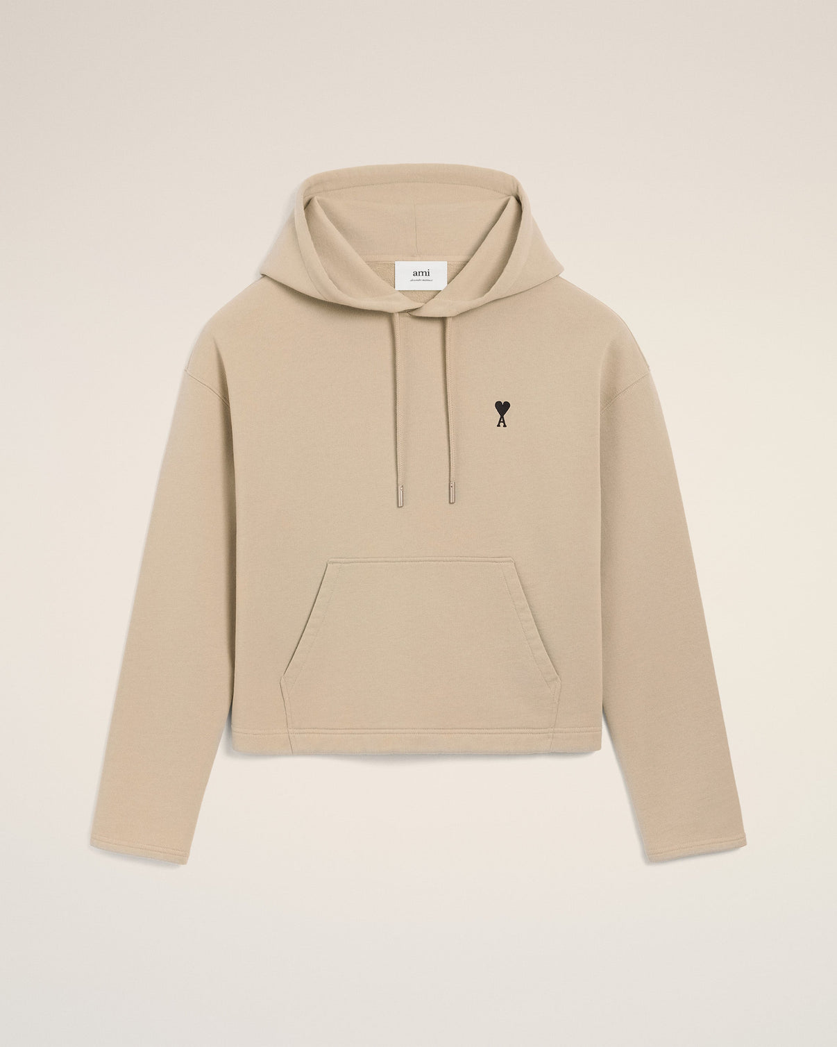 Beige Cotton Contrasted Hoodie
