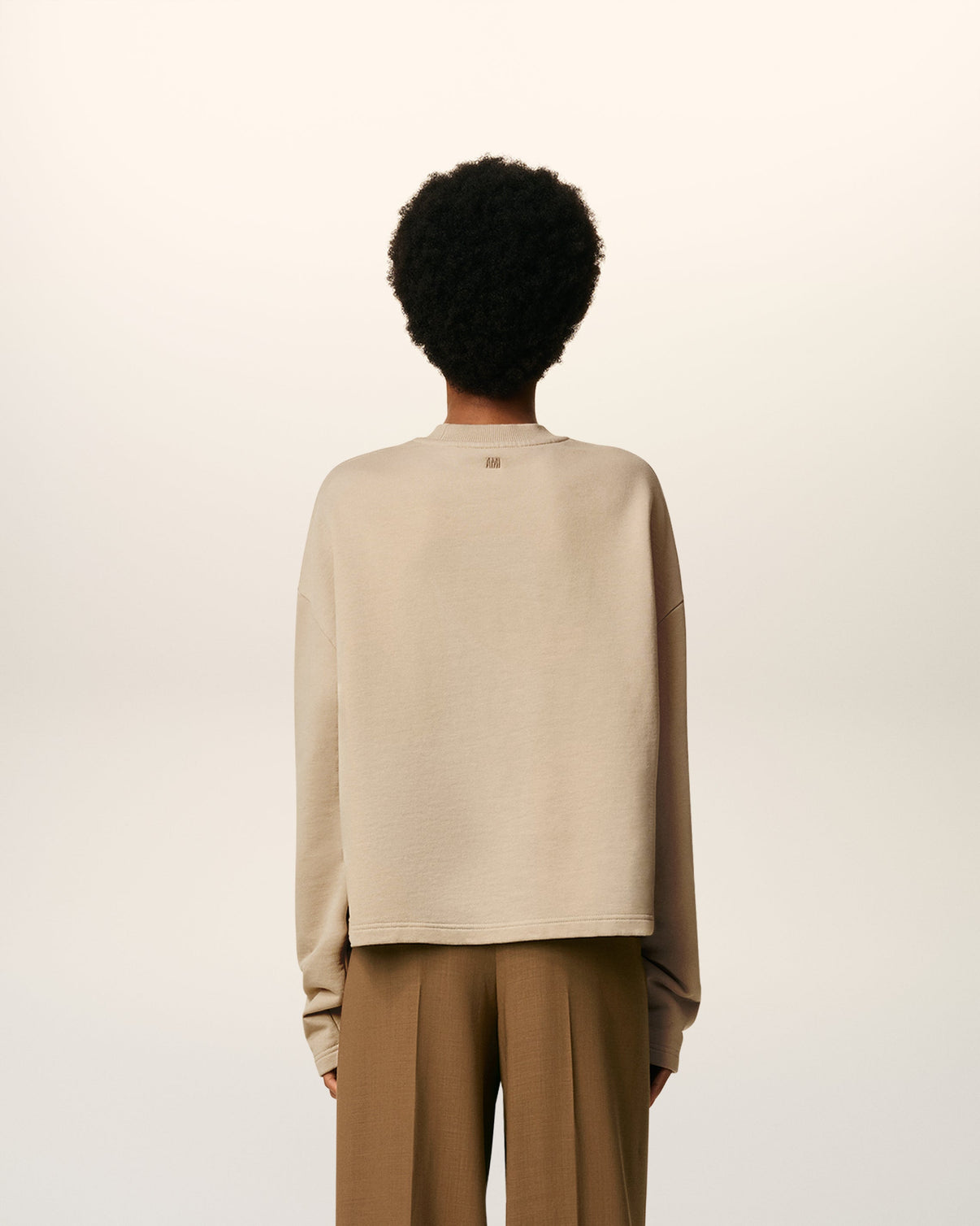 Beige Cotton Contrasted Sweatshirt