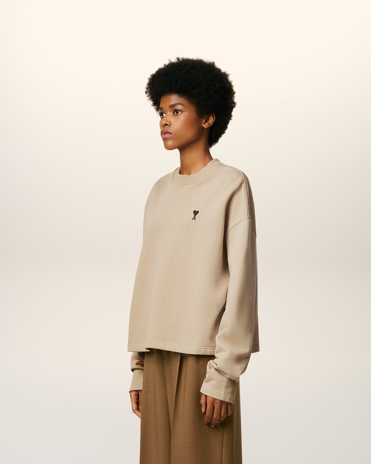 Beige Cotton Contrasted Sweatshirt