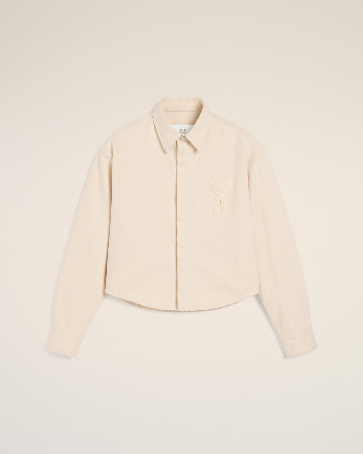 Beige Cotton Cropped Shirt