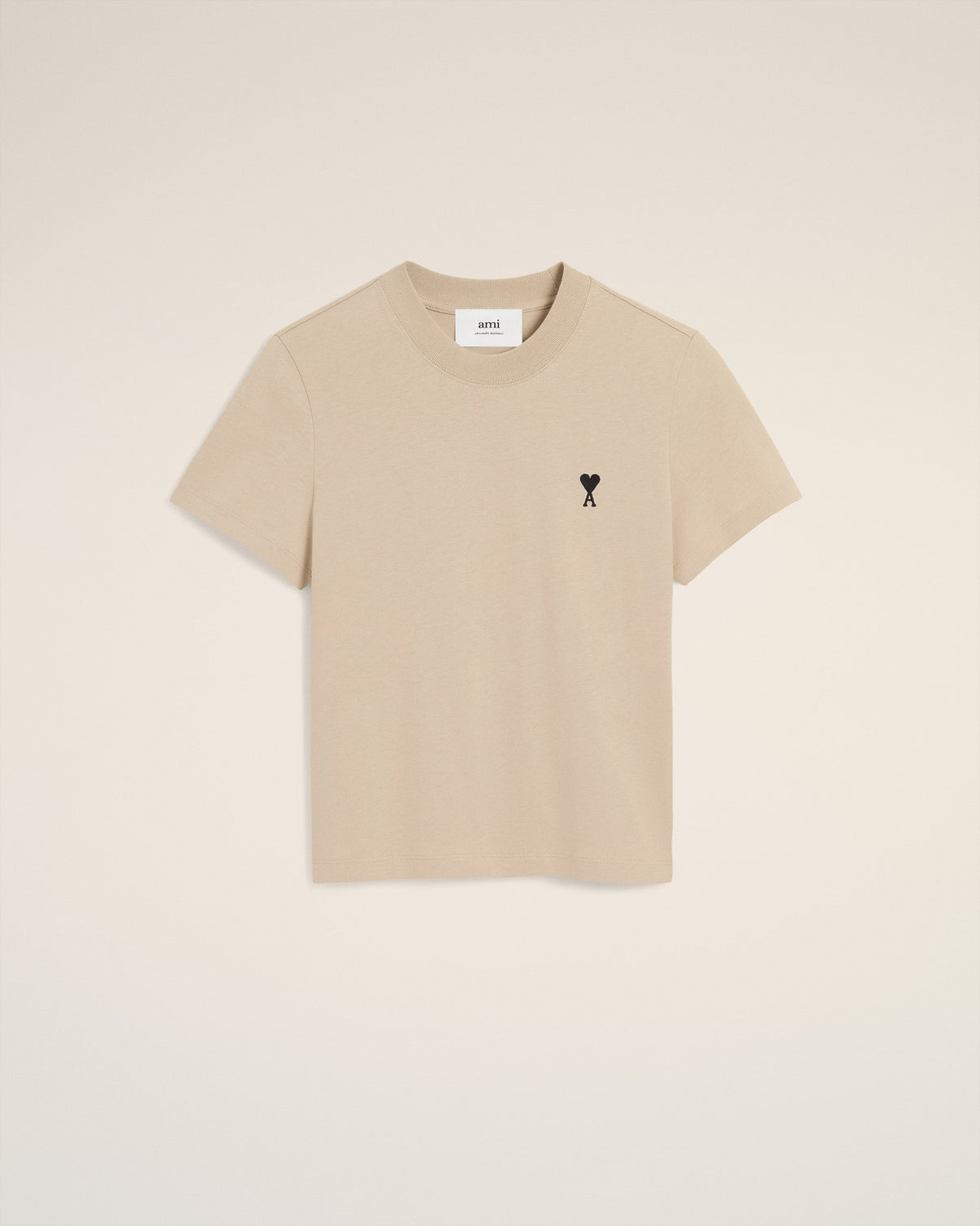 Beige Cotton Cropped T-shirt