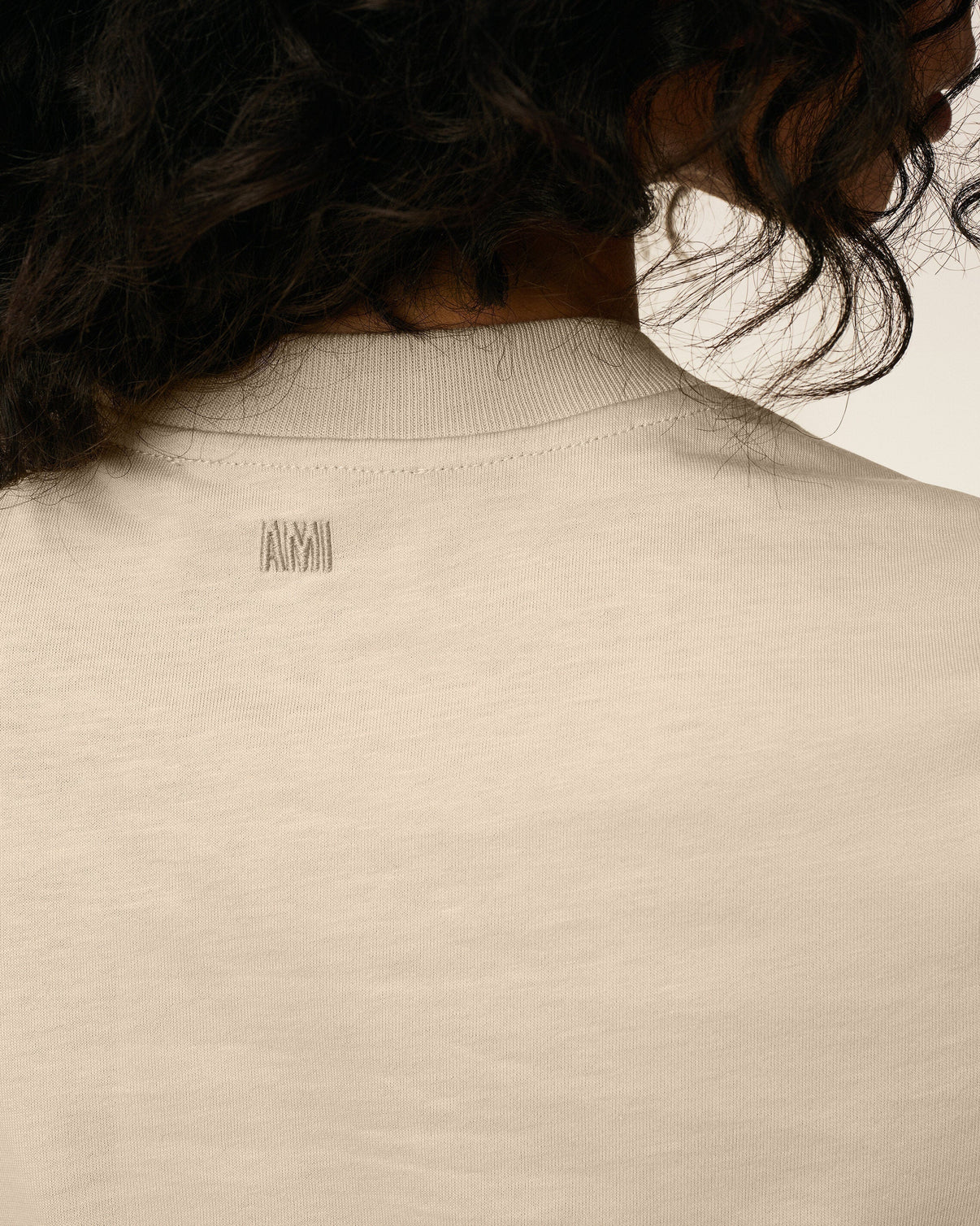 Beige Cotton Cropped T-shirt