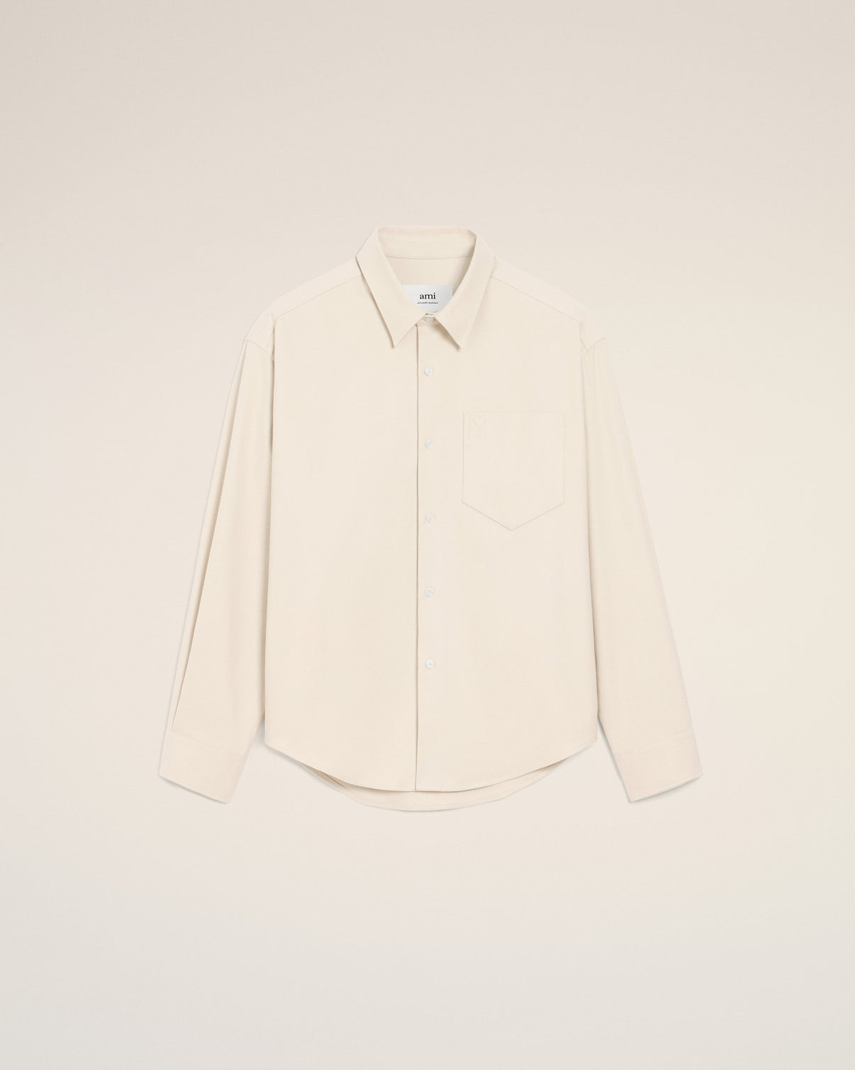Beige Cotton Embossed Boxy Shirt