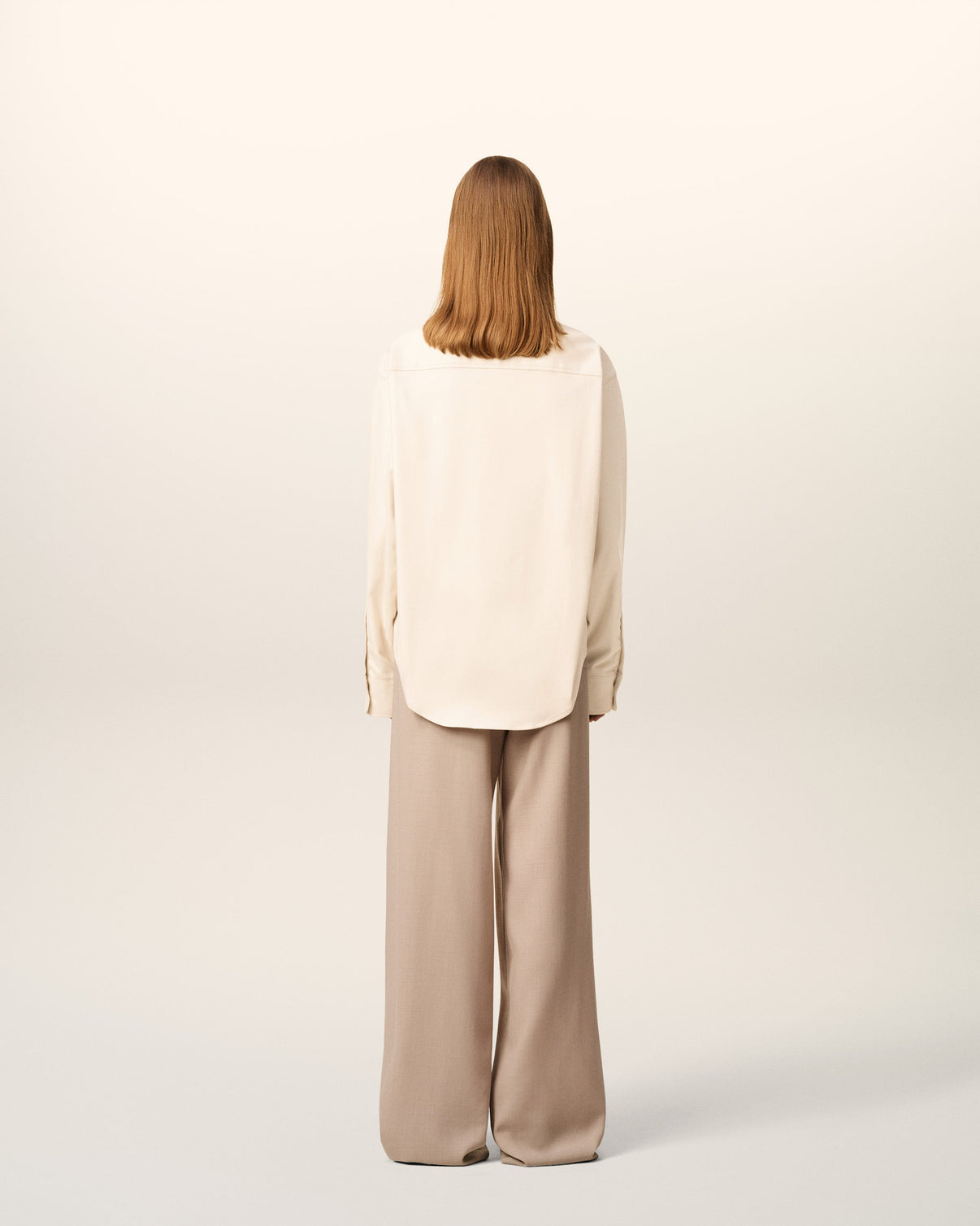 Beige Cotton Embossed Boxy Shirt