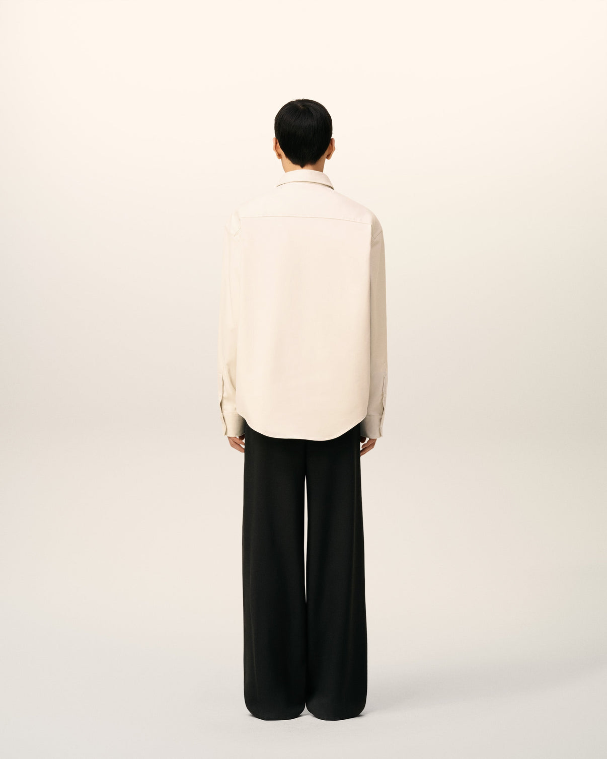 Beige Cotton Embossed Boxy Shirt