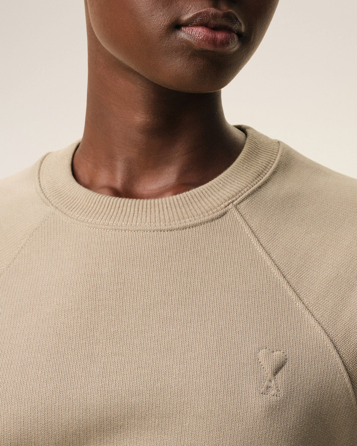 Beige Cotton Embossed Sweatshirt