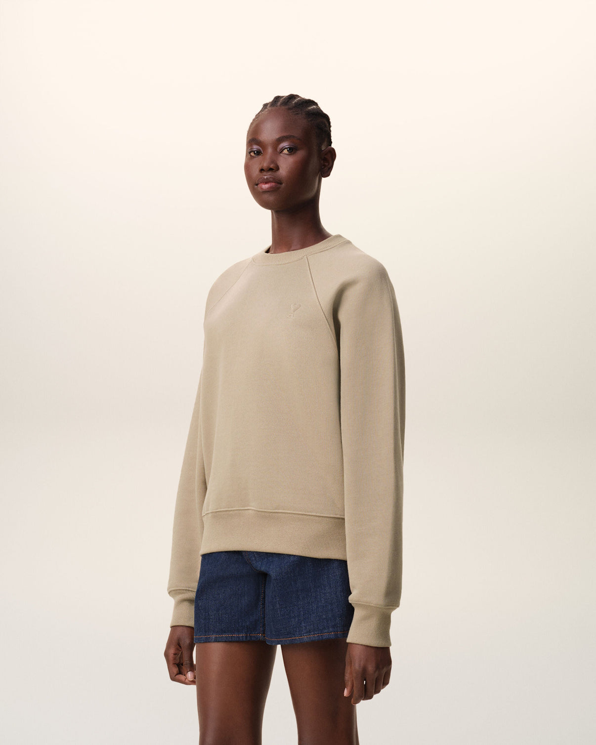 Beige Cotton Embossed Sweatshirt