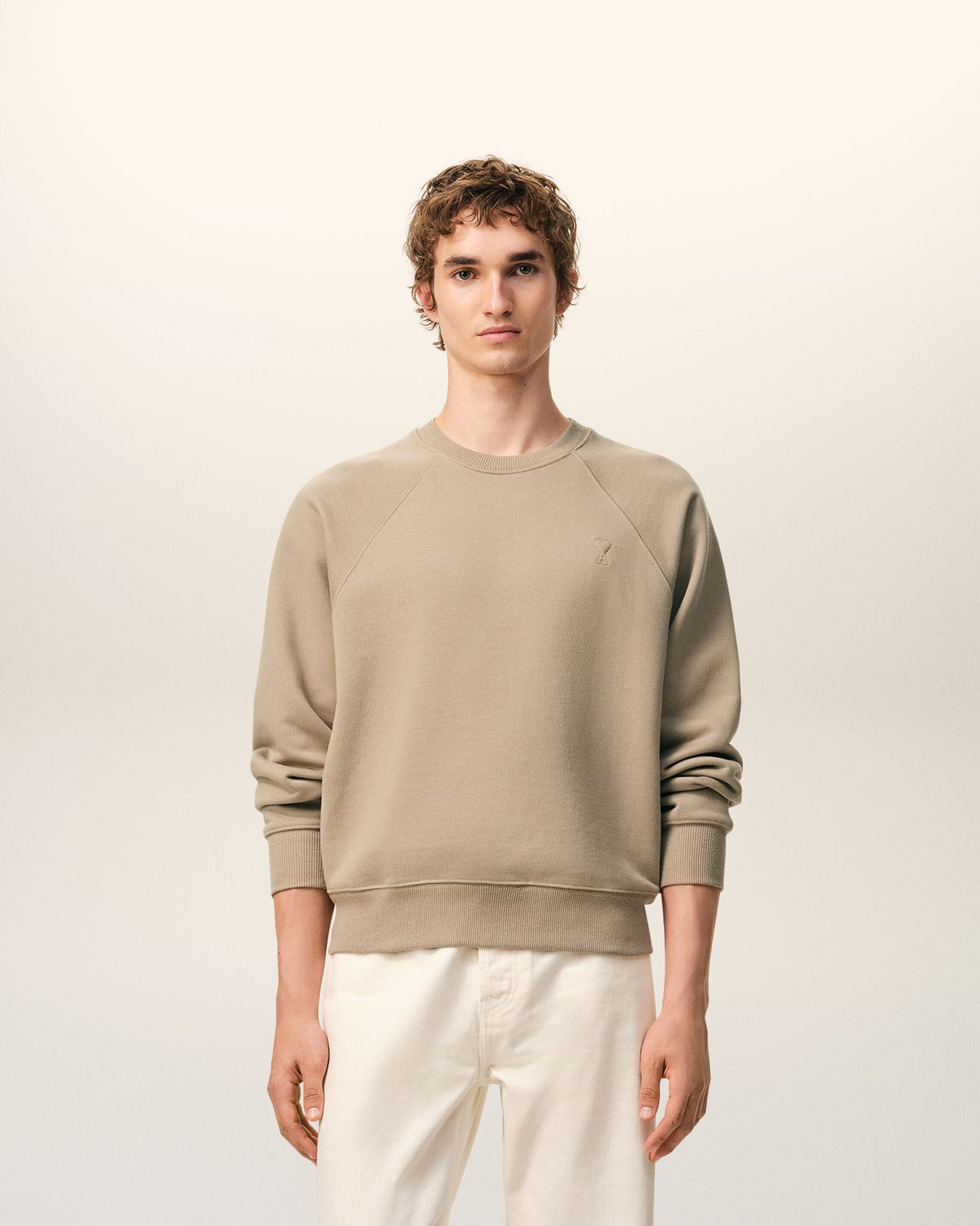 Beige Cotton Embossed Sweatshirt