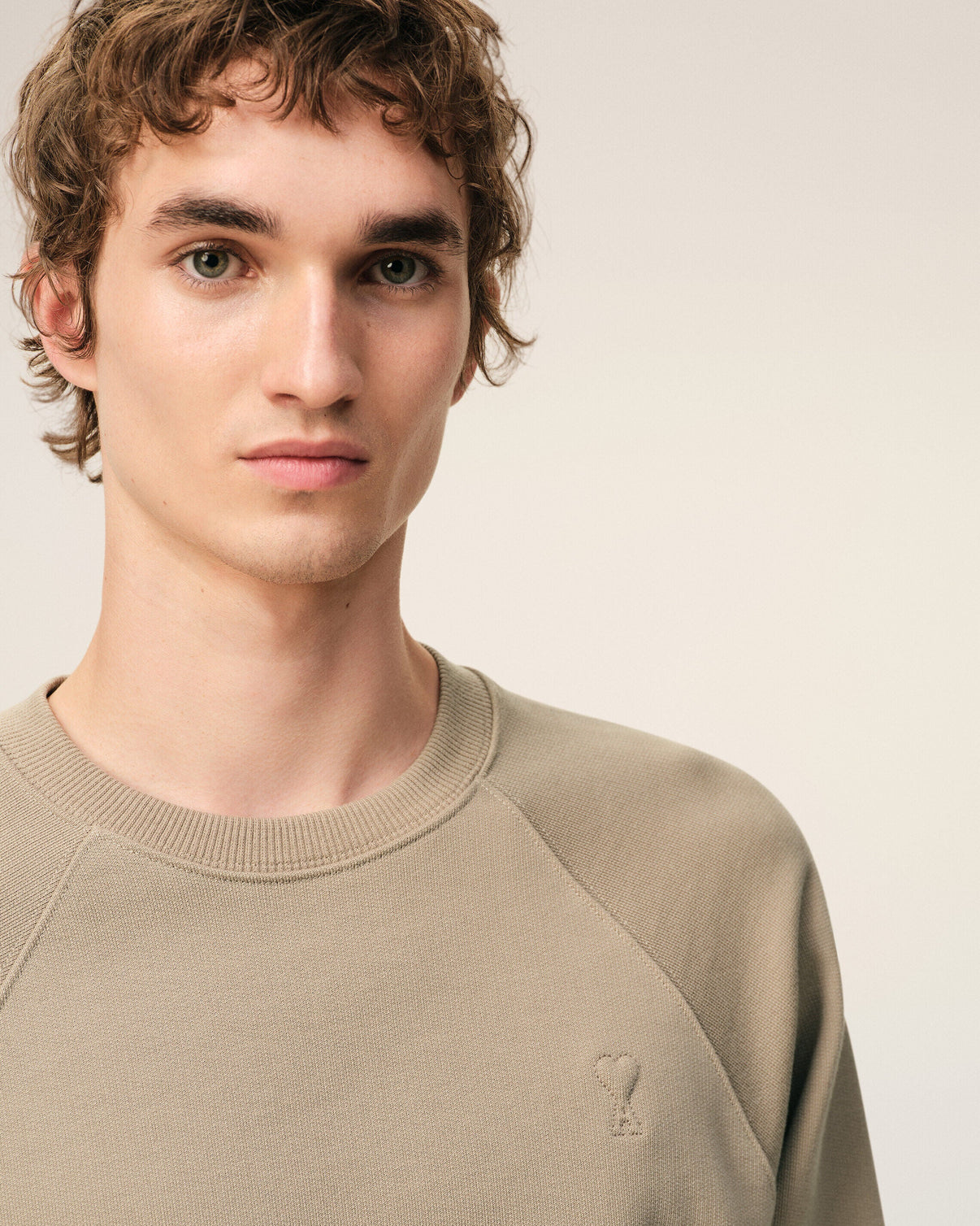 Beige Cotton Embossed Sweatshirt