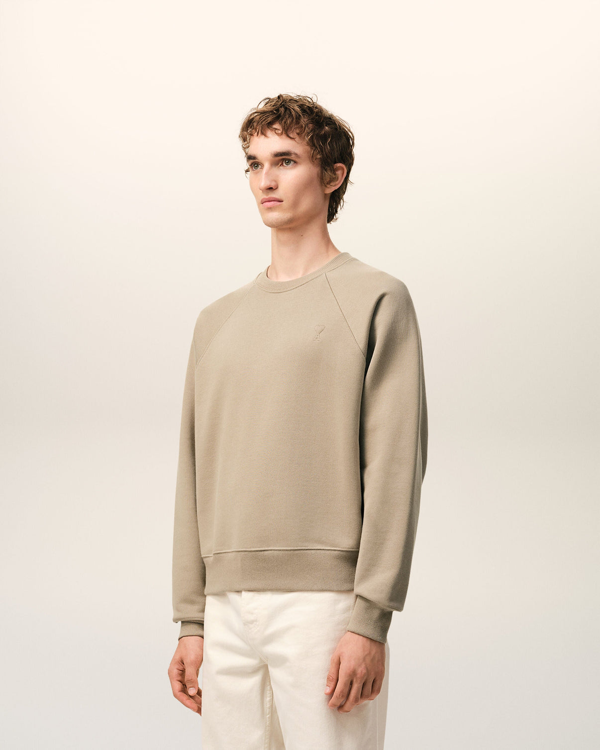 Beige Cotton Embossed Sweatshirt