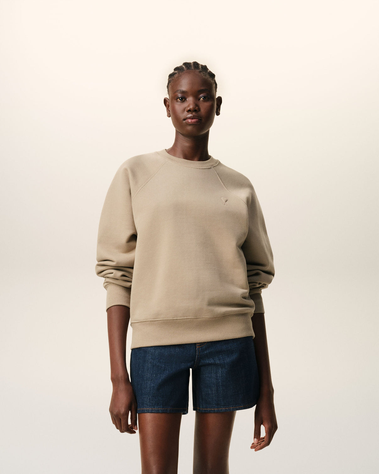 Beige Cotton Embossed Sweatshirt