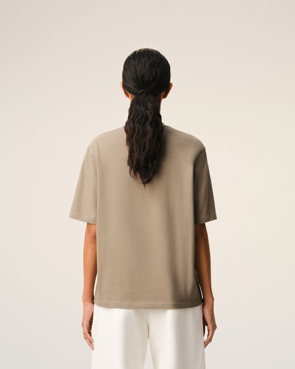 Beige Cotton Embossed T-shirt