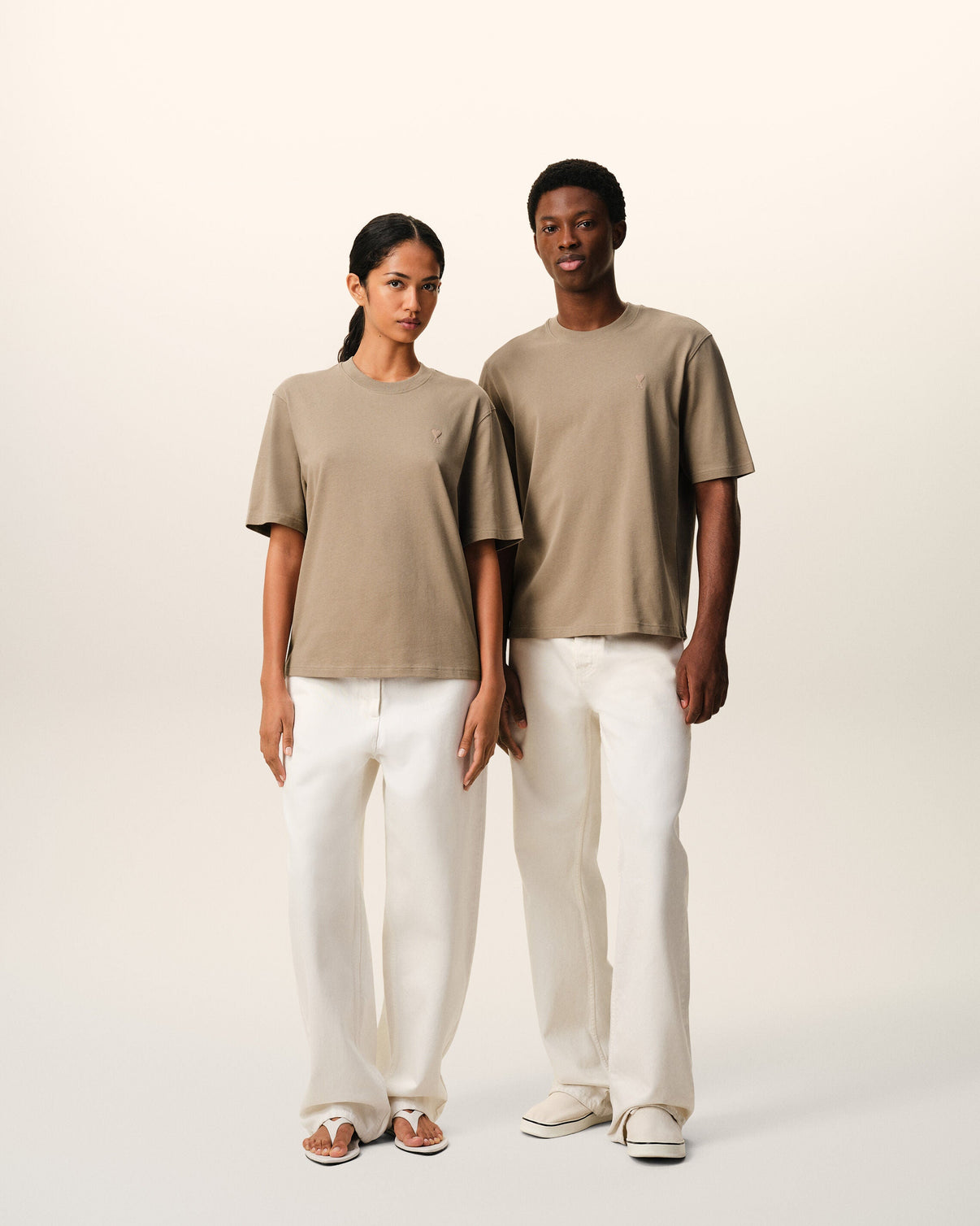 Beige Cotton Embossed T-shirt