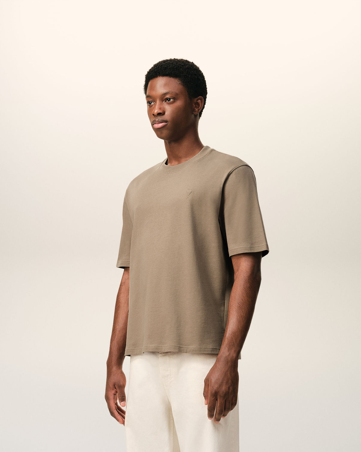 Beige Cotton Embossed T-shirt