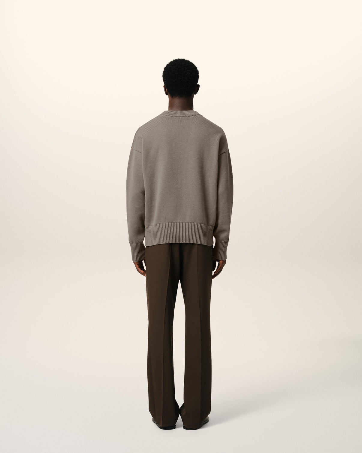 Beige Cotton Embroidered Crewneck Sweater