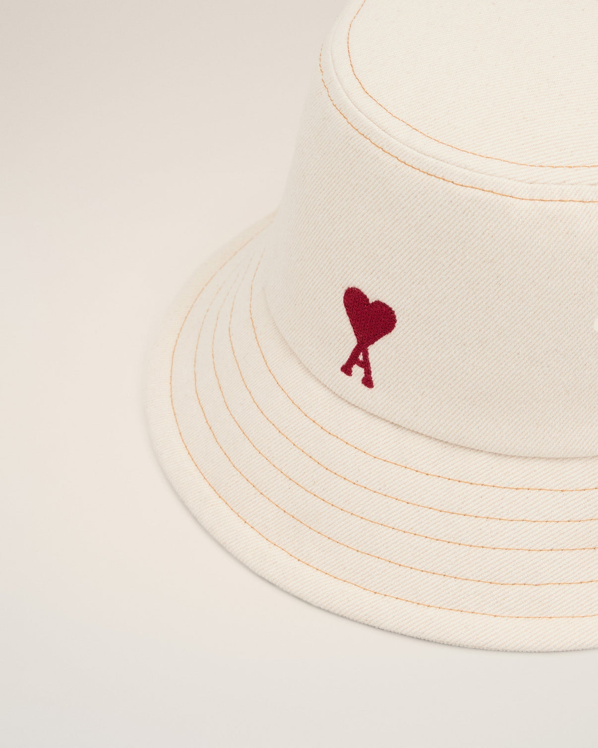Beige Cotton Embroidery Bucket Hat