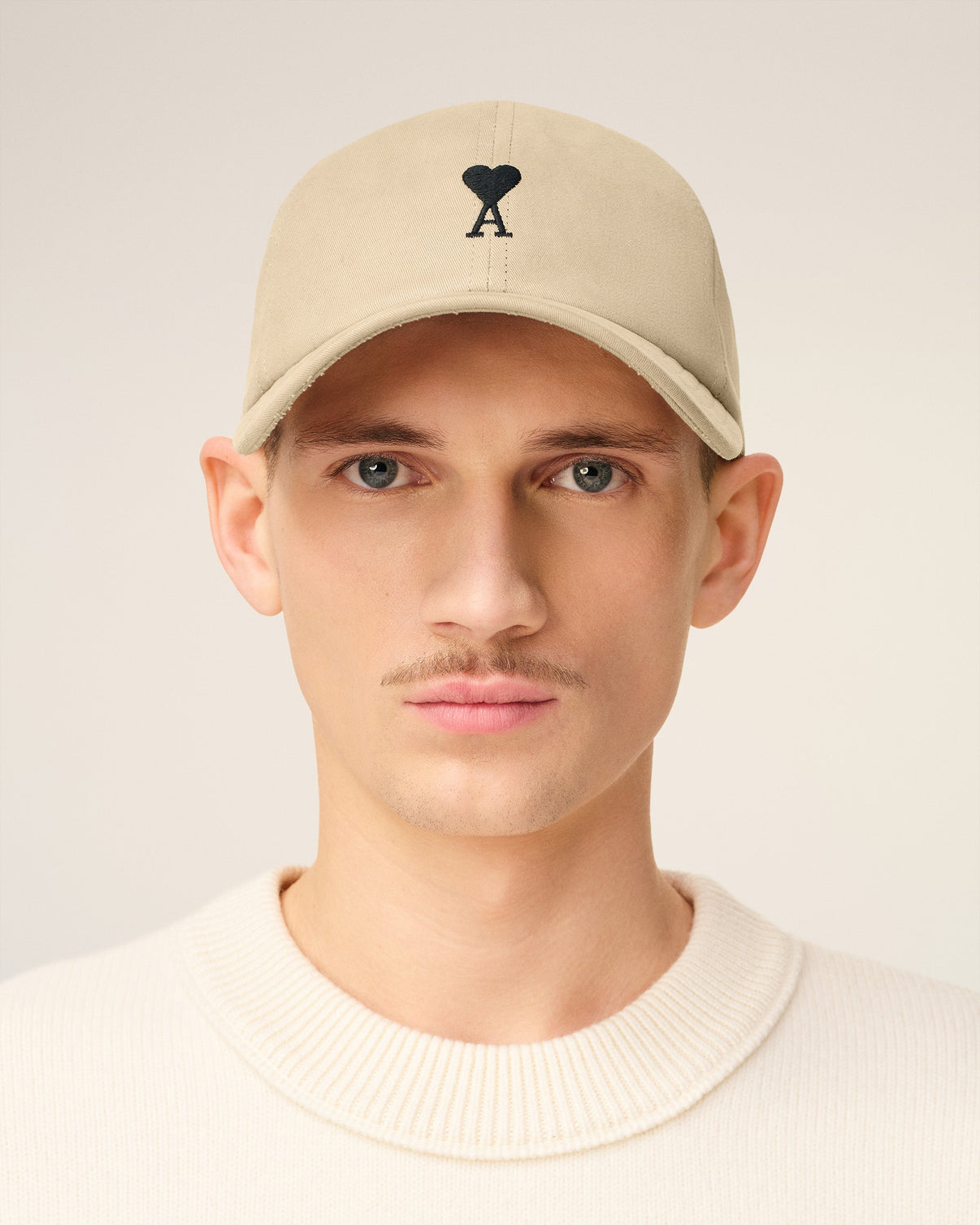 Beige Cotton Embroidery Cap