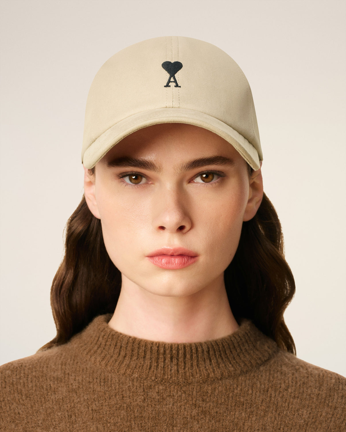 Beige Cotton Embroidery Cap