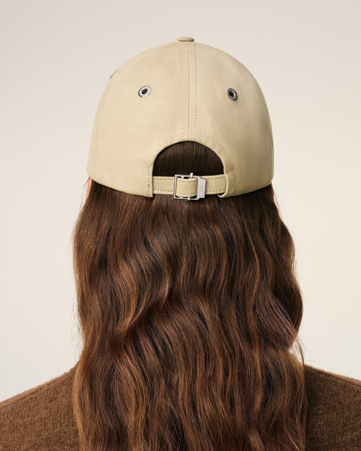 Beige Cotton Embroidery Cap
