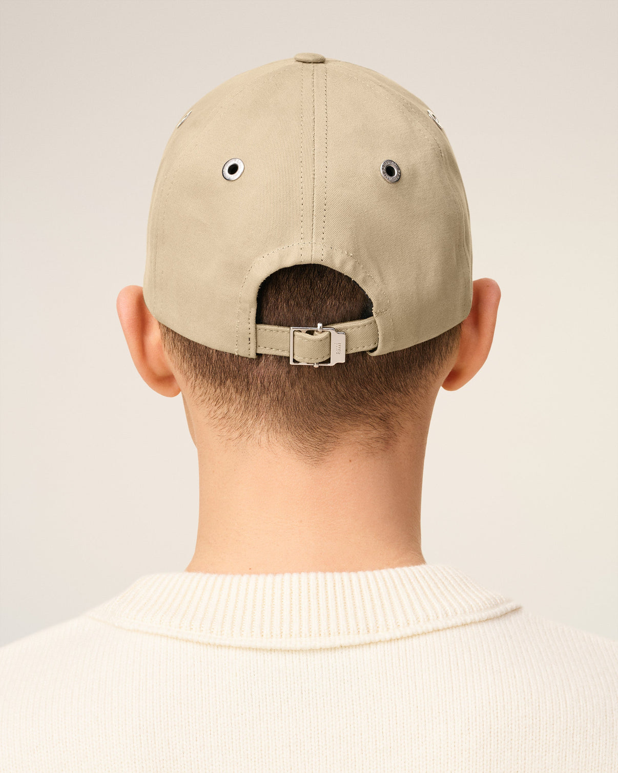 Beige Cotton Embroidery Cap