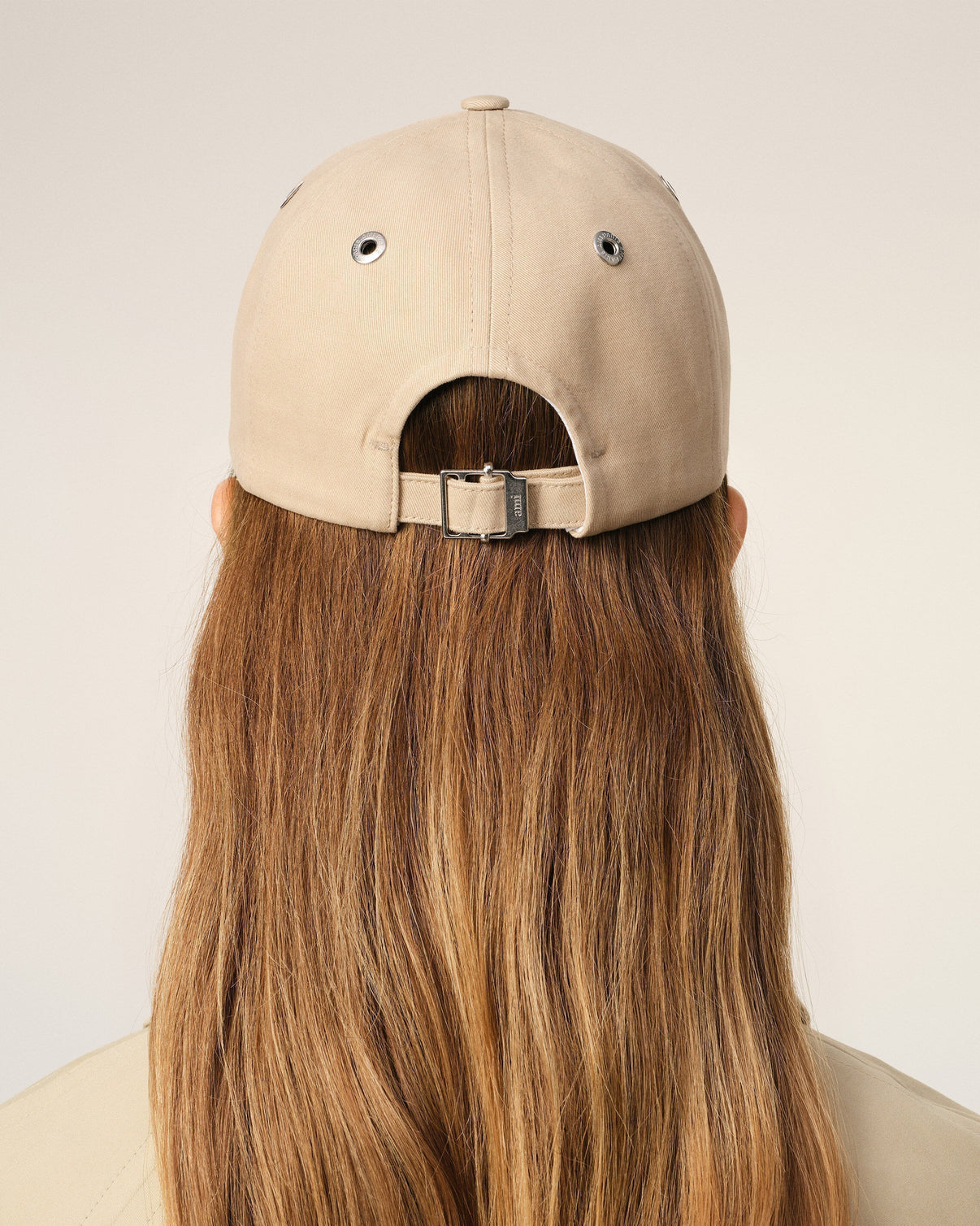 Beige Cotton Embroidery Cap