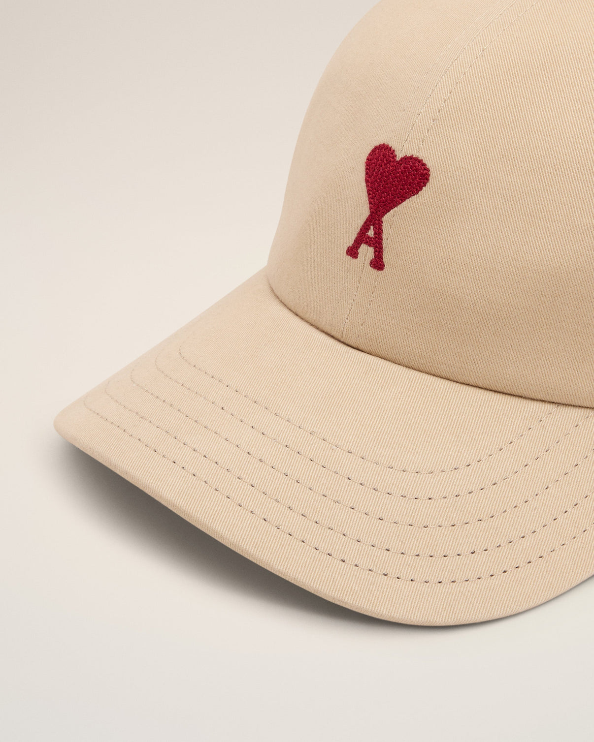 Beige Cotton Embroidery Cap