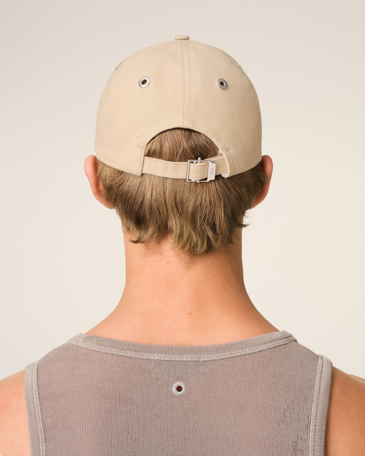 Beige Cotton Embroidery Cap
