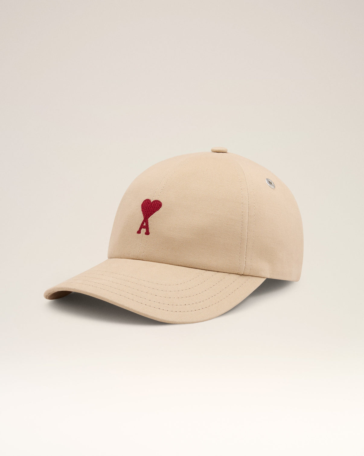 Beige Cotton Embroidery Cap