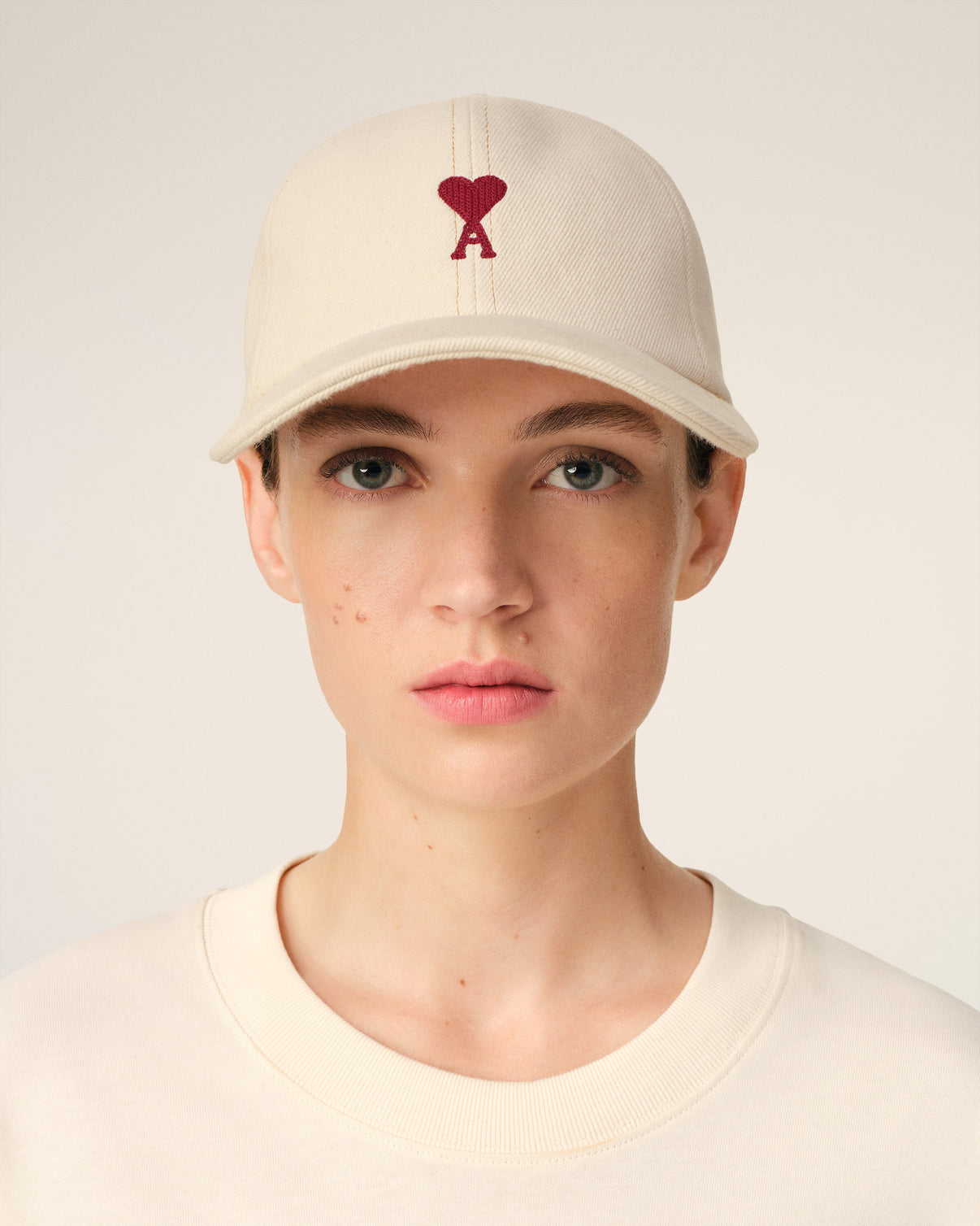 Beige Cotton Embroidery Cap