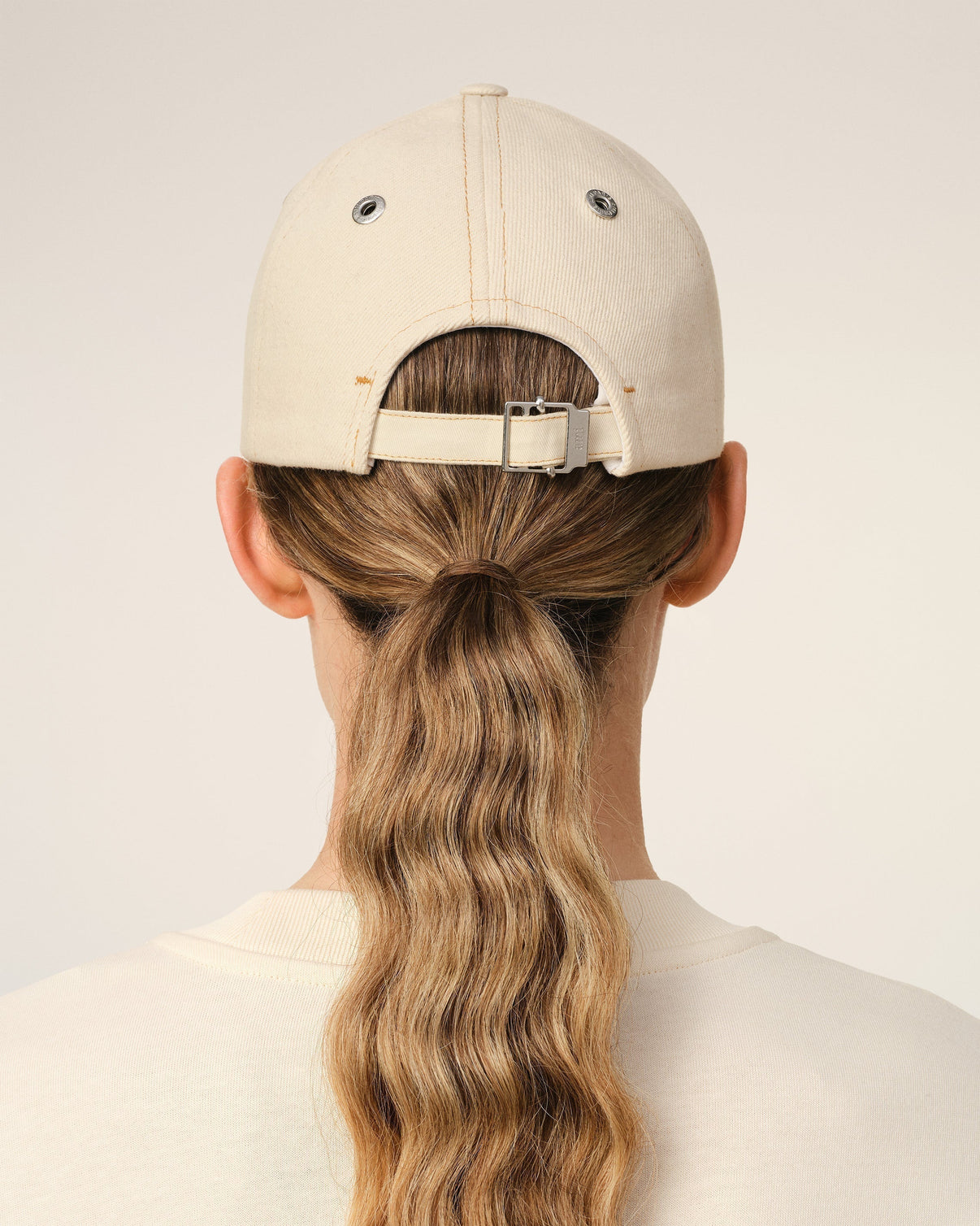Beige Cotton Embroidery Cap
